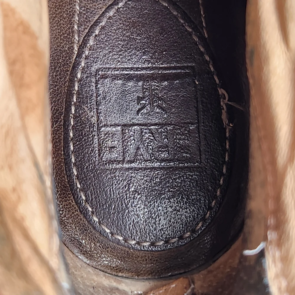 FRYE Women's Carson Wedge Bootie Size 7 Dark Taupe Leather Back Zipper Boho - Picture 8 of 13